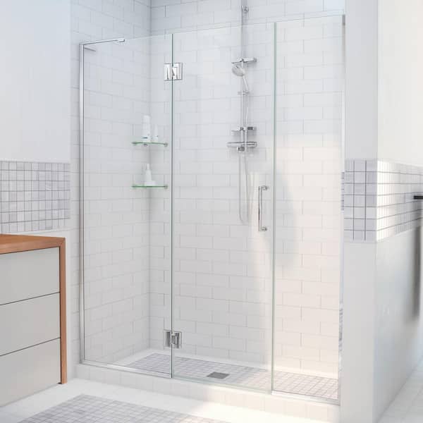 DreamLine Unidoor-X 43 to 43.5 in. x 72 in. Frameless Hinged Shower Door in Chrome