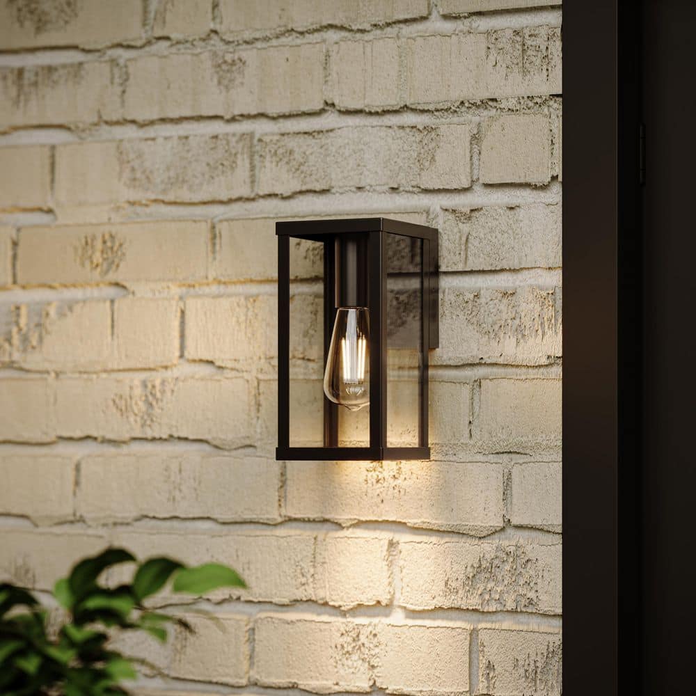 Ryle 10 In. Antique Bronze 1-Light Hardwired Small Wall Lantern with Clear Glass Panels price history on PriceWatchPro