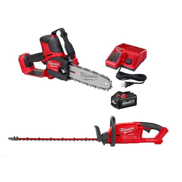 Milwaukee M18 FUEL 8 in. 18V Lithium-Ion Brushless Cordless HATCHET Pruning Saw Kit w/Hedge Trimmer, 6.0 Ah Battery, Charger