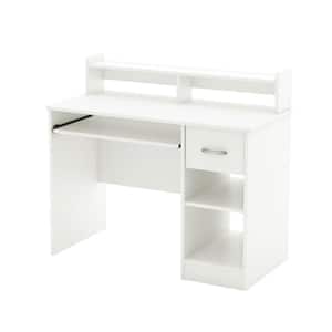41 in. Pure White Rectangular 1 -Drawer Computer Desk with Keyboard Tray