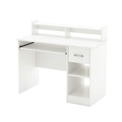 South Shore 33.8 in. Rectangular Pure White Computer Desks with Storage ...