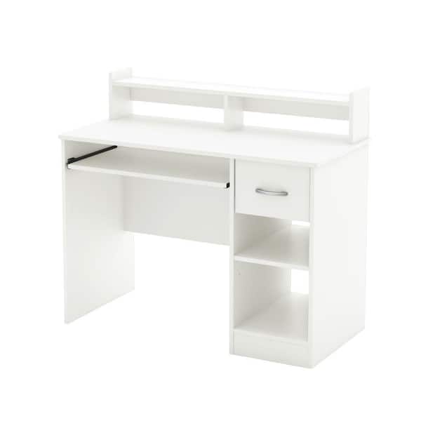 South Shore 41 in. Pure White Rectangular 1 -Drawer Computer Desk with Keyboard Tray
