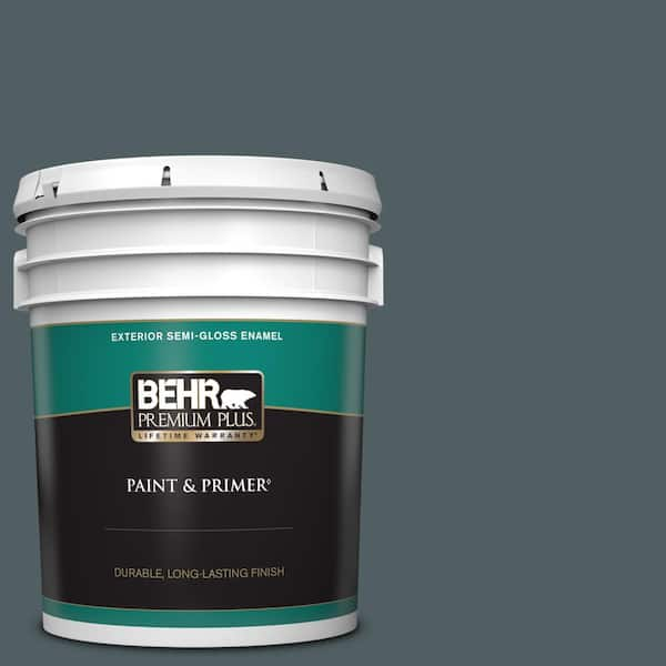 BEHR PREMIUM PLUS 5 gal. #740F-6 Marine Magic Semi-Gloss Enamel Exterior Paint & Primer