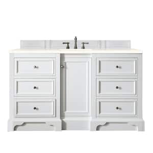 De Soto 60 in. W x 24 in. D x 36 in. H Single Bath Vanity in White with Eternal Marfil Quartz Top with White Basin