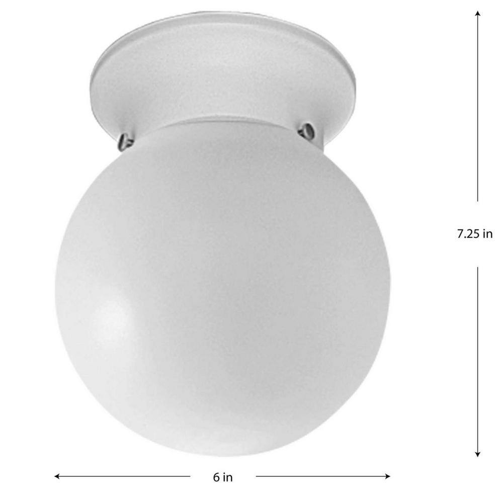 White Glass Globe 6" Modern Flush Mount Ceiling Light