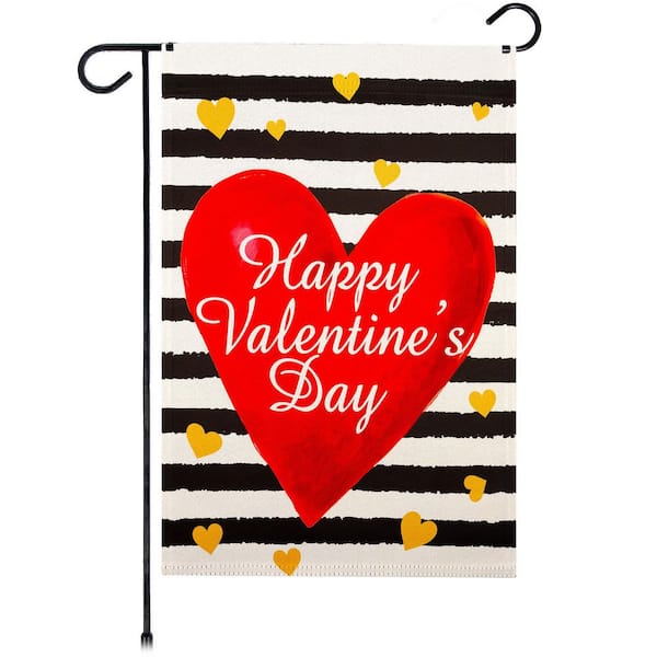 G128 1 ft. x 1.5 ft. Polyester Happy Valentine's Day Love Truck 2-Sided Garden Flag Printed Blockout
