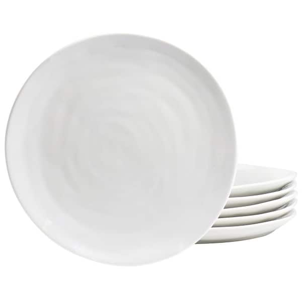 OUR TABLE Simply White 6-Pcs 8.75 in. Organic Round Porcelain