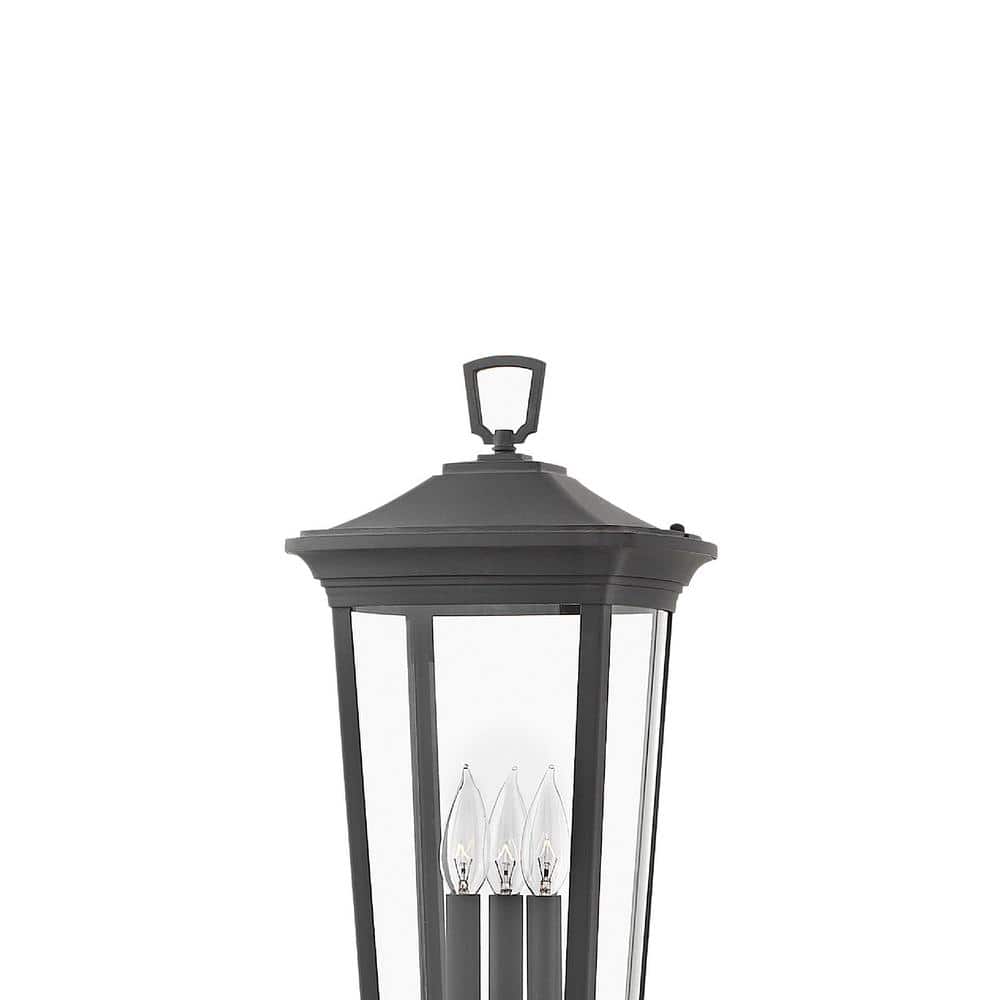 Museum Black Aluminum 3-Light Outdoor Post Lantern with Clear Glass