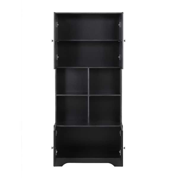 31 in. W x 21 in. D x 67 in. H Black Linen Cabinet with Adjustable Shelf