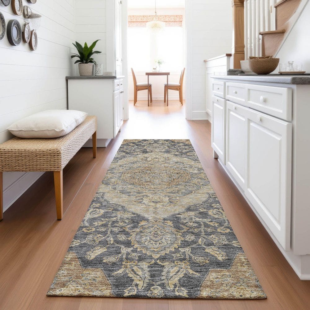 Mayfield Premium Machine Washable Abstract AMF1151 Charcoal 2 ft. 3 in. x 7 ft. 6 in. Runner Rug price history on PriceWatchPro