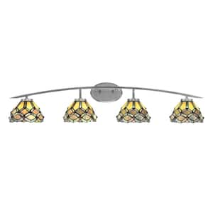 Siena 40 in. 4-Light Graphite Vanity-Light Graphite with 7 in. Grand Merlot Art Glass Shades No Bulbs Included