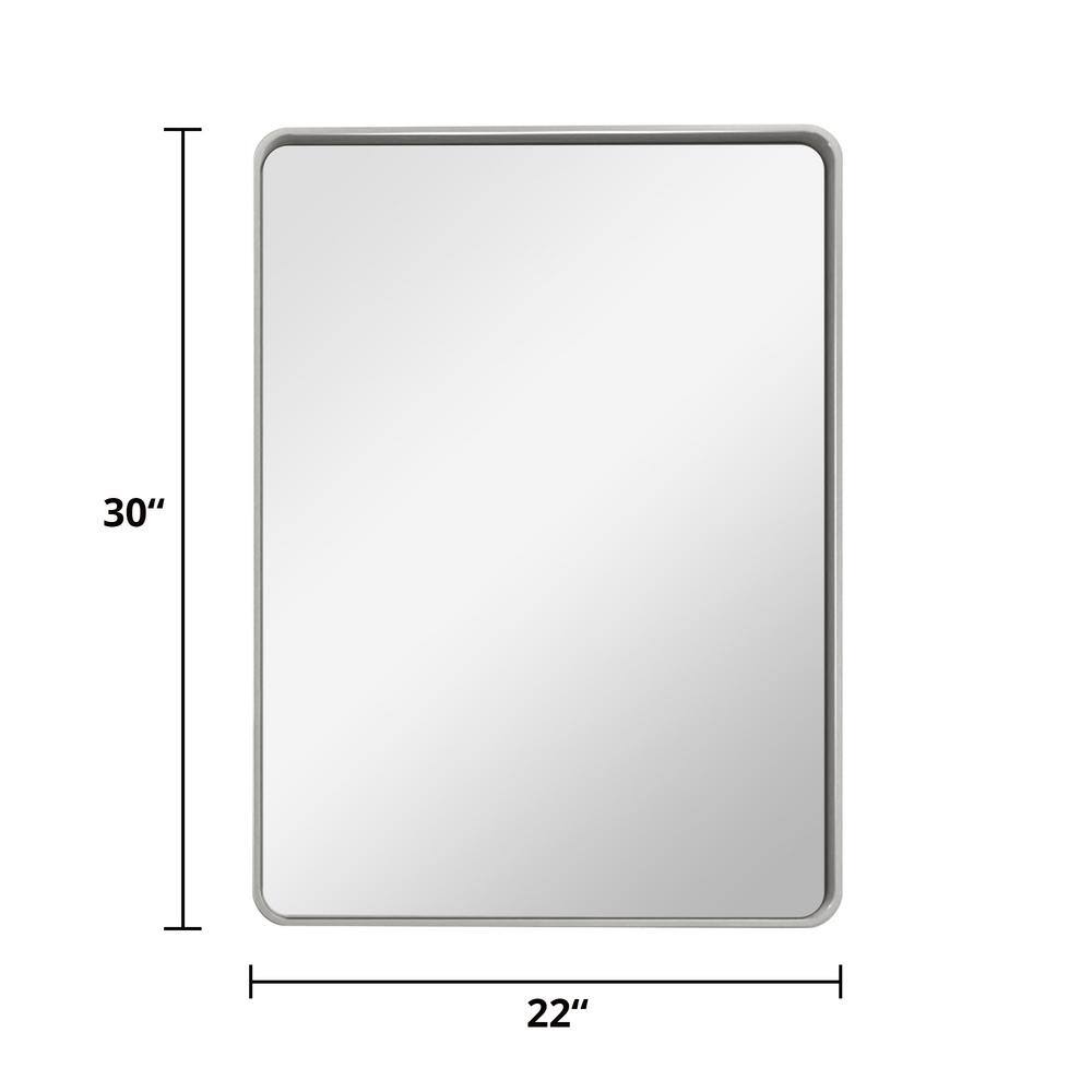 Silver Rectangular 22x30 Inch Metal Frame Wall Mirror