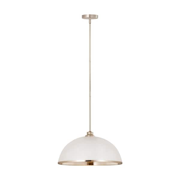 Unbranded Landry 1-Light Matte White + Brushed Nickel Pendant with Mate White + Brushed Nickel Glass Shade