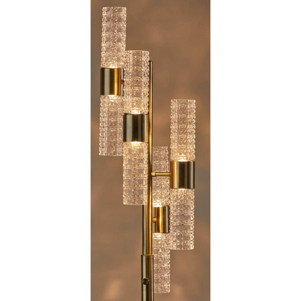 Adesso Harriet Antique Brass LED Adjustable Chandelier Floor Lamp