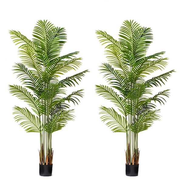 FOREVER LEAF 48 in. Palm Artificial Tree in Black Pot (2 Pack)