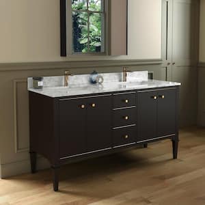 Roma 61 in. W x 22 in. D Bath Vanity in Espresso with Marble Vanity top in Carrara White with White Basin