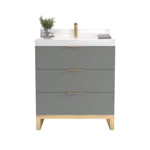 Hammond 30 in. W x 22 in. D x 33.5 in. H Single Bath Vanity in Gray with White Quartz Counter Top with White Basin