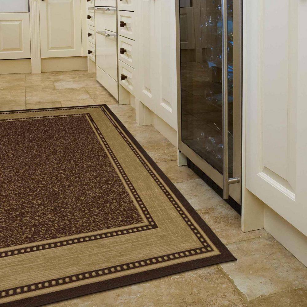Brown and Beige Non-Slip Rubberback Area Rug 3'3" x 5'
