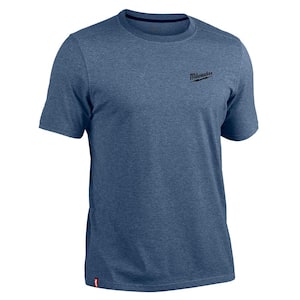 Men's Large Blue Cotton/Polyester Short-Sleeve Hybrid Work T-Shirt