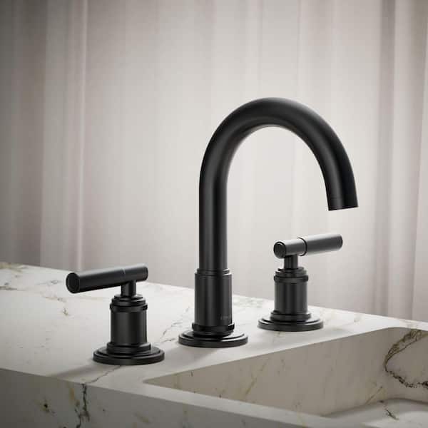 Torrington 8 in. Widespread Double Handle Bathroom Faucet in Matte Black