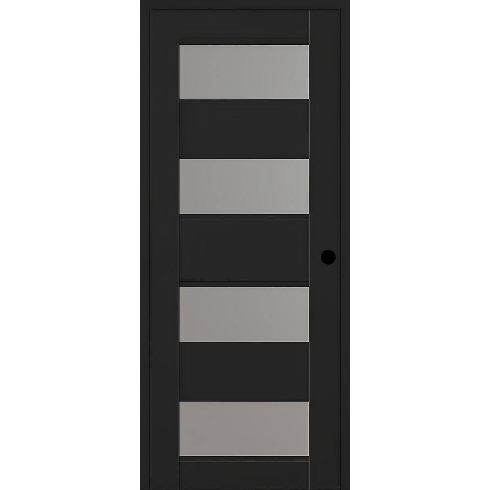 Della N DIY-Friendly 30 in. x 96 in. Left-Hand 4-Lite Frosted Glass Black Matte Composite Single Prehung Interior Door price history on PriceWatchPro