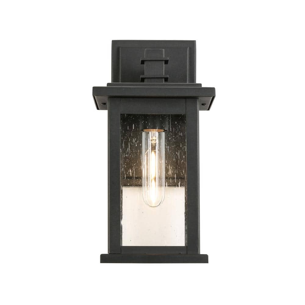 1-Light Black not Motion Sensing Outdoor Hardwired Wall Lantern Sconce, No 