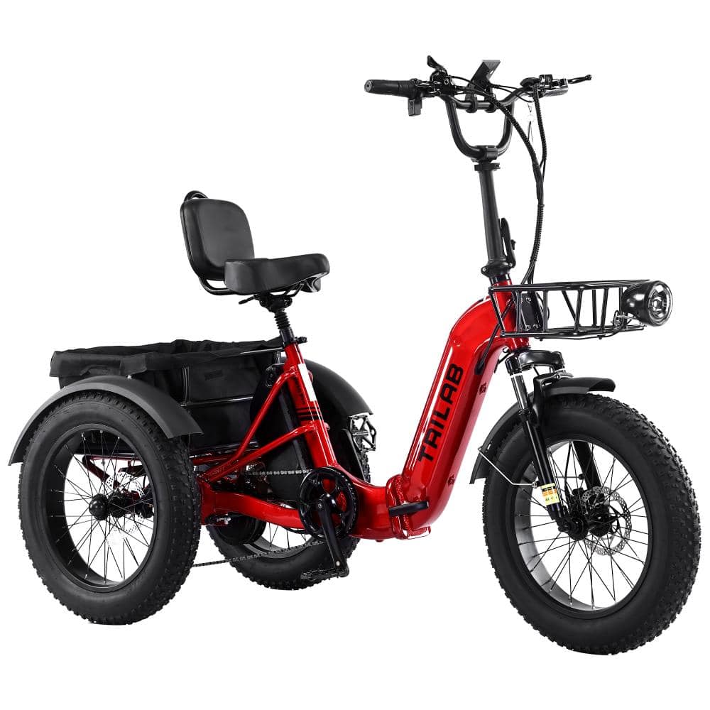 "Red 20""x4.0""Fat Tire 3 Wheel Folding Electric Tricycle for Adults, Large Basket for Women Men" price history on PriceWatchPro