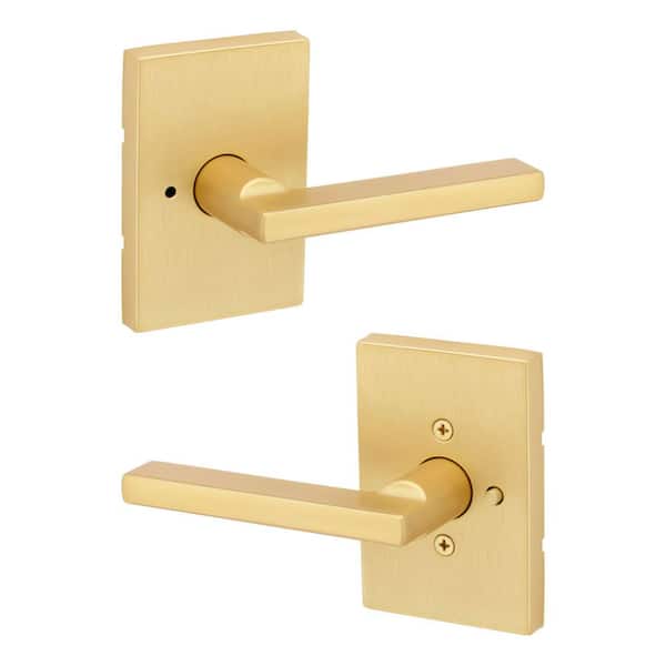 Halifax Satin Brass Rectangle Bed/Bath Door Handle