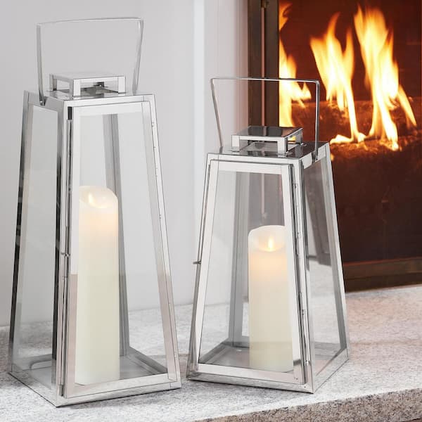 Home Decorators Collection Silver Metal Candle Hanging or Tabletop Lantern (Set of 2)