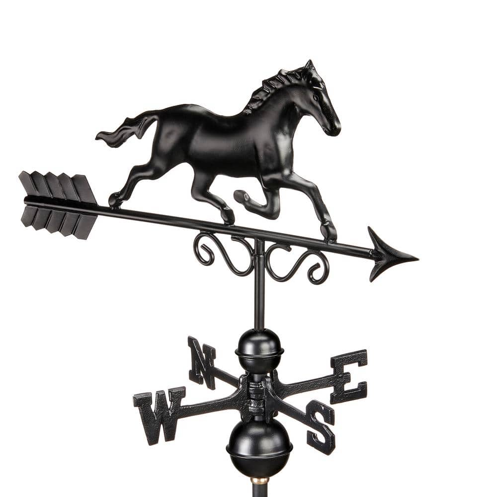 Black Aluminum Galloping Horse Rooftop Weathervane