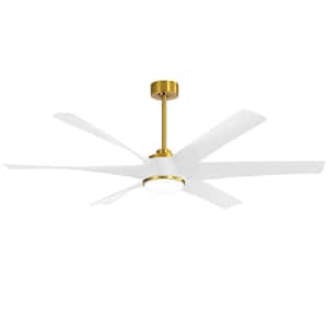 Hillsdale 65 in. Integrated LED Indoor Gold and White DC Motor Ceiling Fan with Reversible Blades, Light Kit and Remote