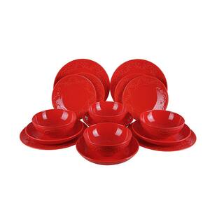 16-Pieces Red Dinnerware Set