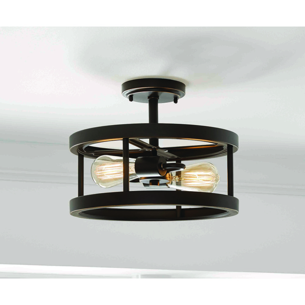 Moreland 13 in. 2-Light Oil-Rubbed Bronze Semi-Flush Mount