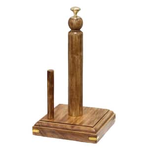 Decorative Wood Paper Towel Holder with Stand for Kitchen, Dining Room, and Office