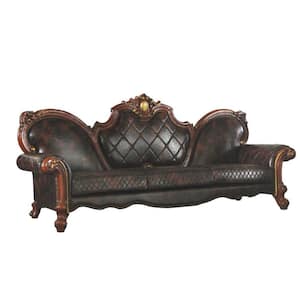 Picardy 39 in. Flared Arm Leather Straight with Wood Frame Sofa in Brown