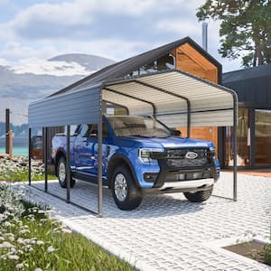 10 ft. W x 15 ft. D x 8 ft. H Galvanized Steel Carport Car Canopy and Shelter