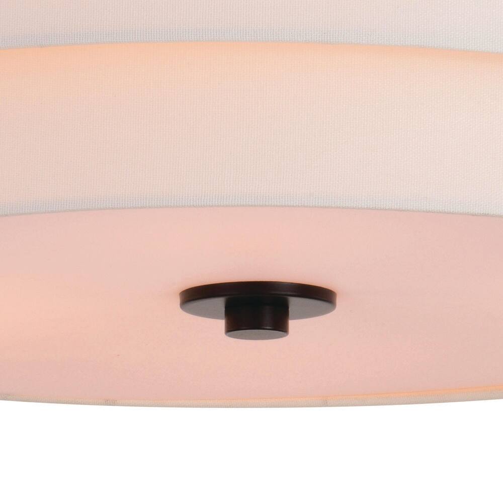 Burnaby Mid-Century 20.5" Black and White Linen Drum Ceiling Light