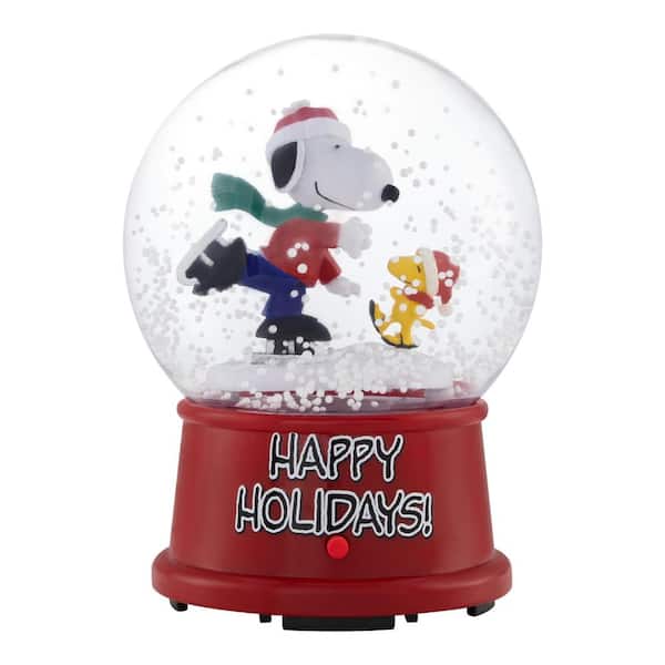 Unbranded 4.5 in. Christmas Snow Globe Snoopy Skating with Woodstock-Peanuts