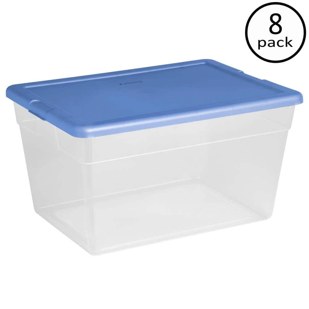 Sterilite 56 Qt. Storage Box in Blue and Clear Plastic 16591008 - The Home  Depot
