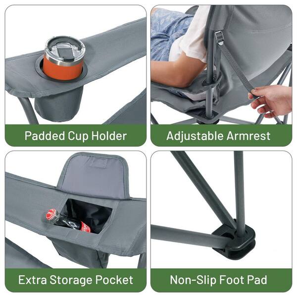 OGETFUUR 2 Pack Grey Adult Oversized Folding Camping Chair with