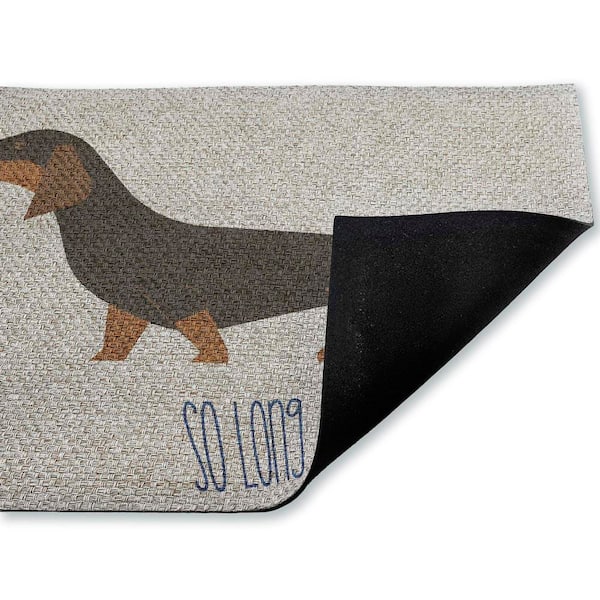 So Long Dog Goodbye Brown 18 in. x 30 in. Polyester Non-Slip Outdoor Door Mat