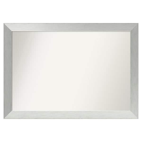 Amanti Art Brushed Sterling Silver 38 in. x 27 in. Custom Non-Beveled Wood Framed Bathroom Vanity Wall Mirror