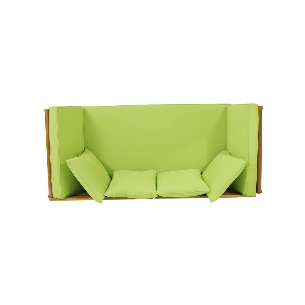 Expandable Teak Daybed with Light Green Cushions