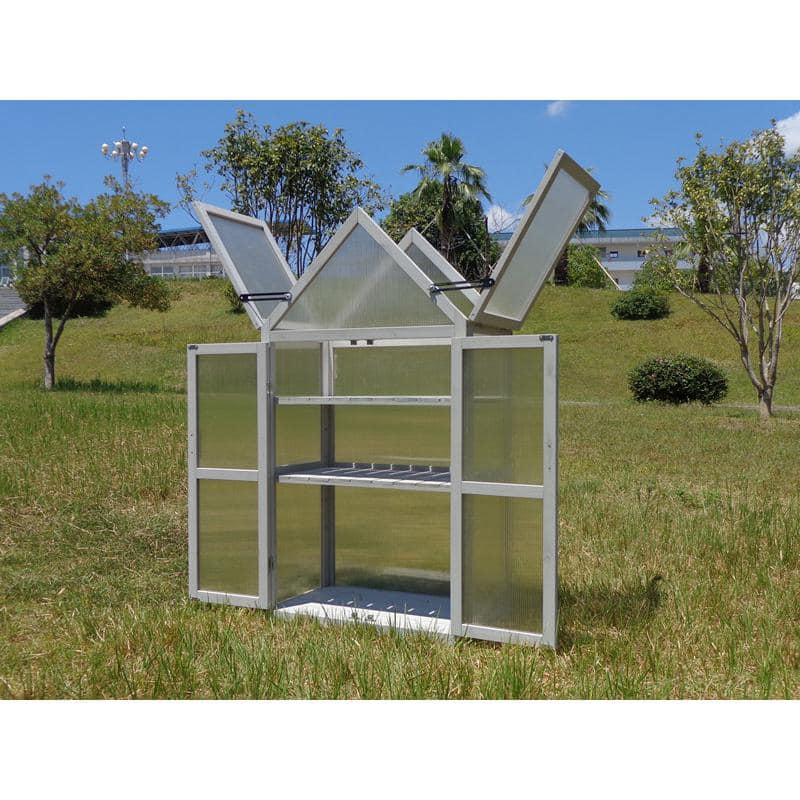 52.3" Gray Cedar and Metal Outdoor Mini Greenhouse