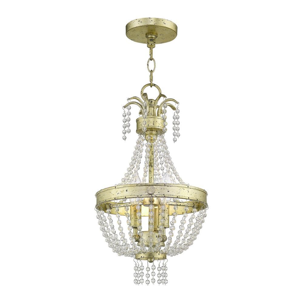 Winter Gold Mini Chandelier with Clear Crystals
