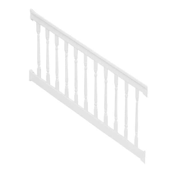 Weatherables Delray 3.5 ft. H x 6 ft. W White Vinyl Stair Railing Kit with Colonial Spindles