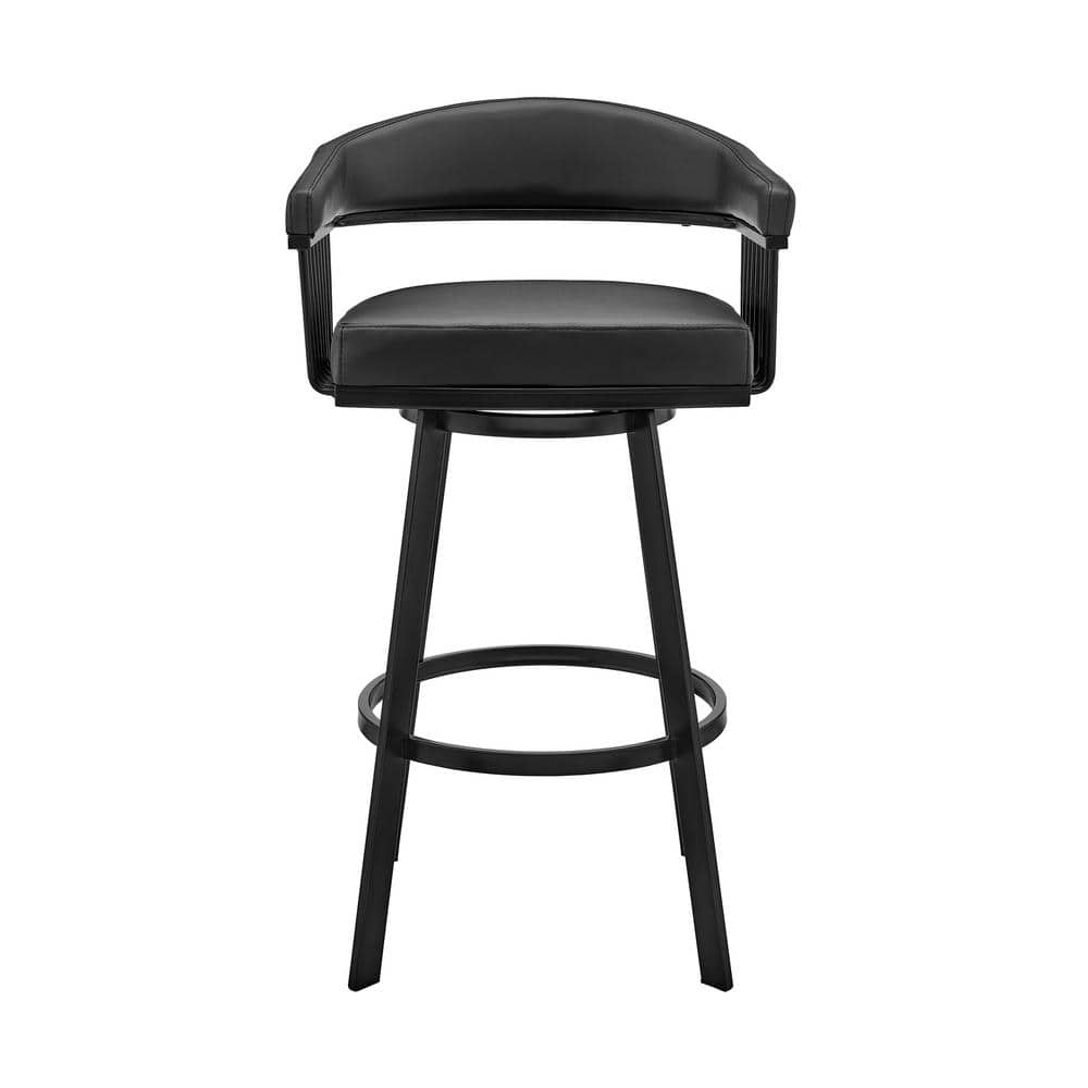 Bronson 34" Black Faux Leather Swivel Bar Stool