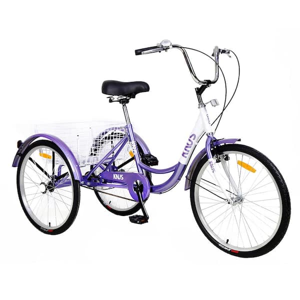 Unbranded 24 in. Tricycle Trikes with Large Shopping Basket, Purple