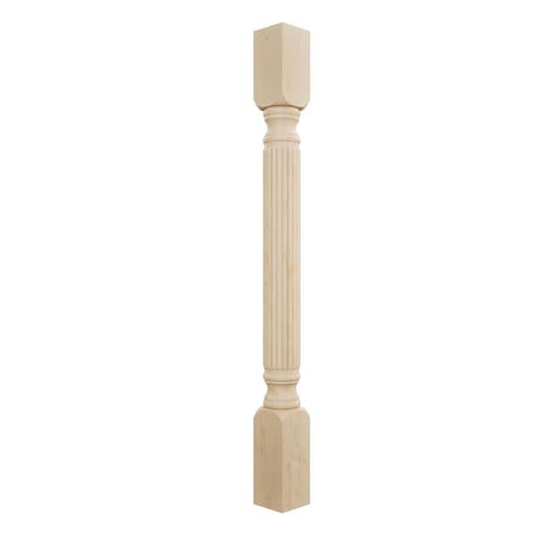 Ekena Millwork 3-3/4 in. x 3-3/4 in. x 35-1/2 in. Unfinished Alder Raymond Reeded Cabinet Column