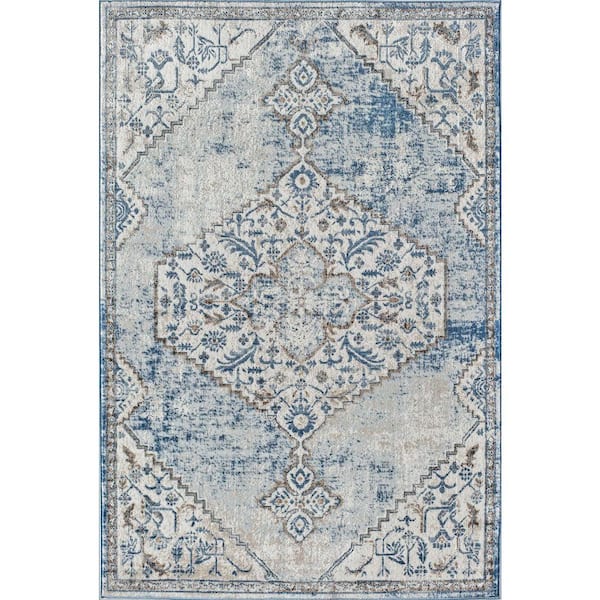 Freya Powder Blue 2'6"x8' Farmhouse Area Rug